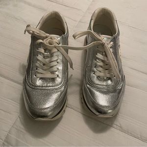 Tory Burch Metallic Silver Sawtooth Sneaker